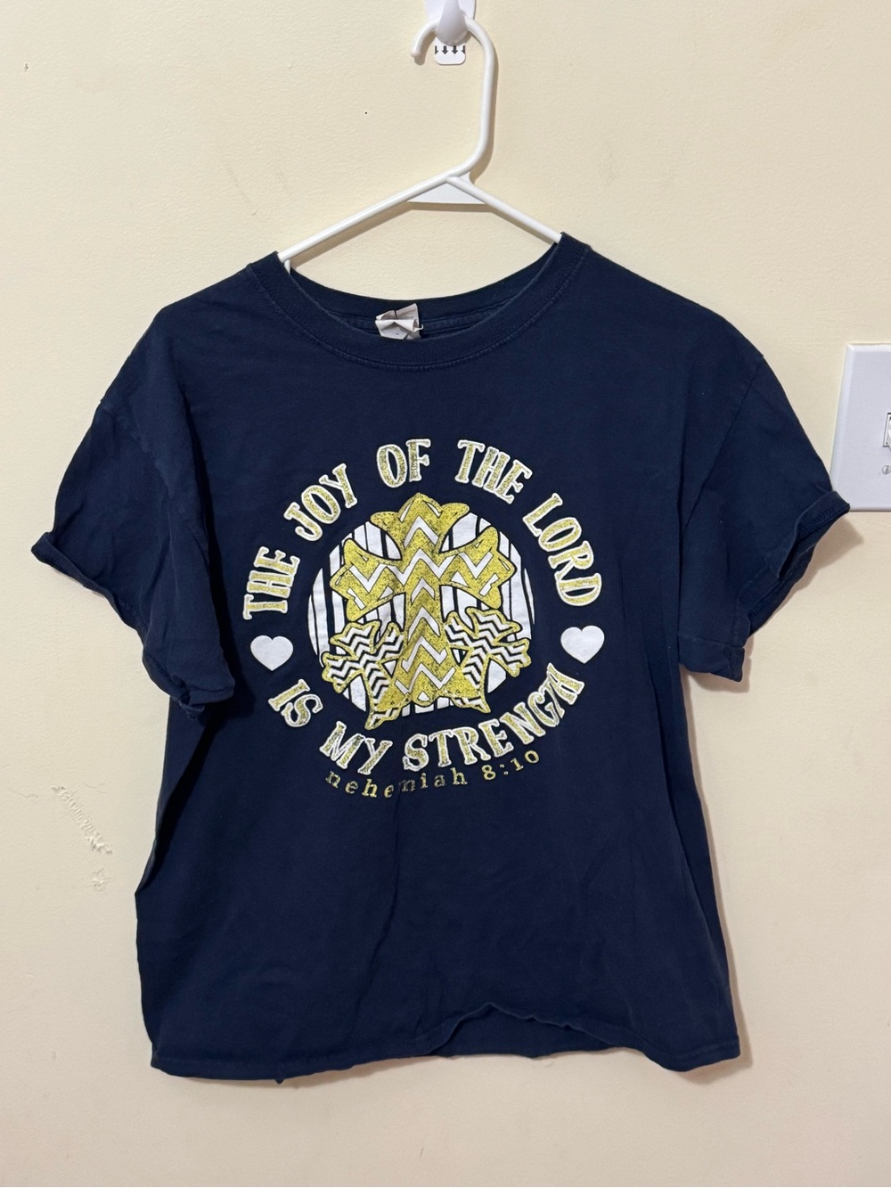 Gildan Navy Kids Short Sleeve Tee with Yellow Graphic